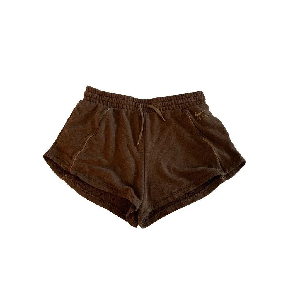 Nike Air High-Rise Fleece Shorts Women's XL Cacao Wow/Ale Brown Logo Pockets